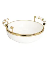 Classic Touch Round Bowl with Beaded Design Handles, 11" x 2"