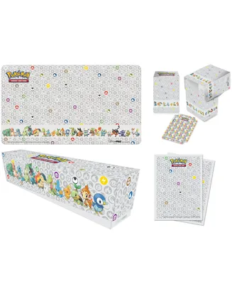Ultra Pro Pokemon First Partner Accessory Bundle Includes Storage Box for 700 plus Sleeved Cards Deck Box 65ct Deck Protector Sleeves Playmat 24" x 13