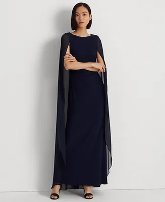 Lauren Ralph Women's Georgette-Cape Jersey Gown