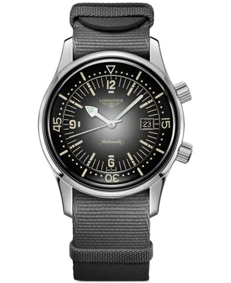 Longines Men's Swiss Automatic Legend Diver Gray Fabric Strap Watch 42mm