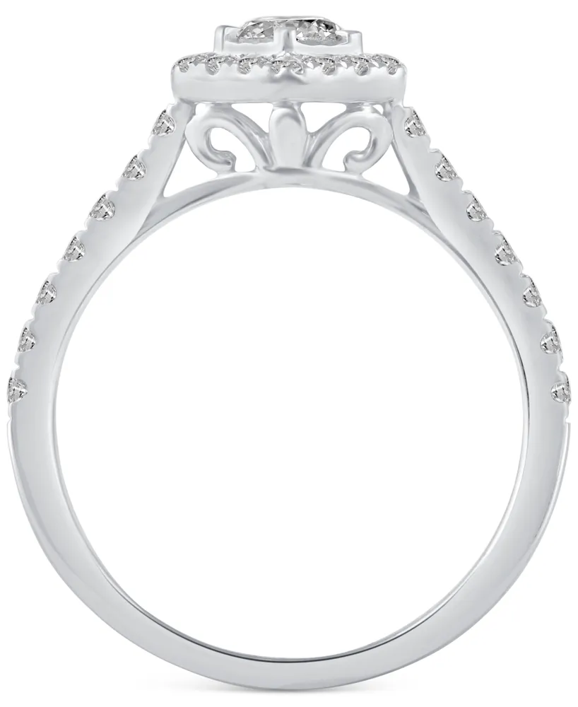 Diamond Hexagon Halo Engagement Ring (3/4 ct. t.w.) in 14k White Gold