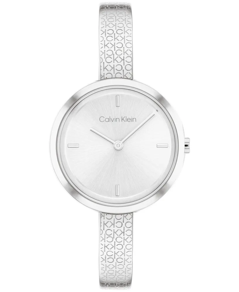 Calvin Klein Women's Silver-Tone Stainless Steel Bangle Bracelet Watch 30mm