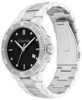 Calvin Klein Men's Silver-Tone Stainless Steel Bracelet Watch 44mm