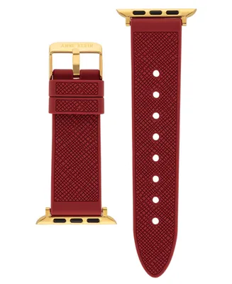 Anne Klein Women's Red Textured Silicone Band Compatible with 38/40/41mm Apple Watch - Red, Gold