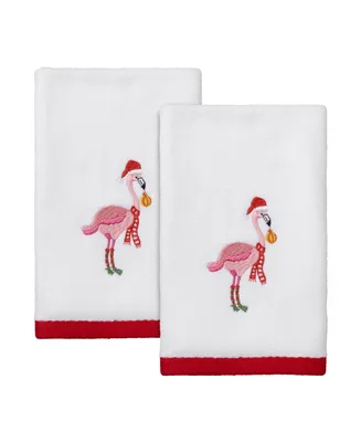 Avanti Flamingo Jingle Holiday 2-Pc. Fingertip Towel Set11" x 16"