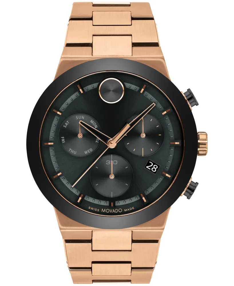 Movado Men's Bold Fusion Swiss Quartz Chronograph Bronze Pvd Bracelet Watch 44mm