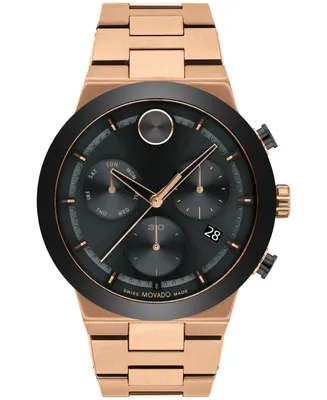 Movado Men's Bold Fusion Swiss Quartz Chronograph Bronze Pvd Bracelet Watch 44mm