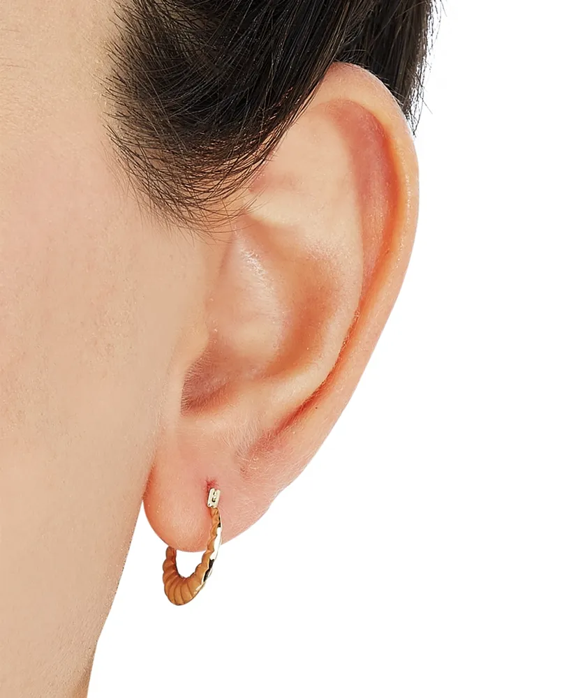 2-Pc. Set Cubic Zirconia Stud & Crimped Hoop Earrings in 10k Gold