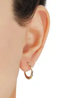 2-Pc. Set Cubic Zirconia Stud & Textured Hoop Earrings in 10k Gold