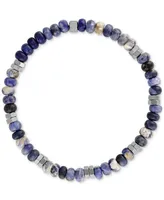 Esquire Men's Jewelry Sodalite Bead Stretch Bracelet in Sterling Silver, Created for Macy's
