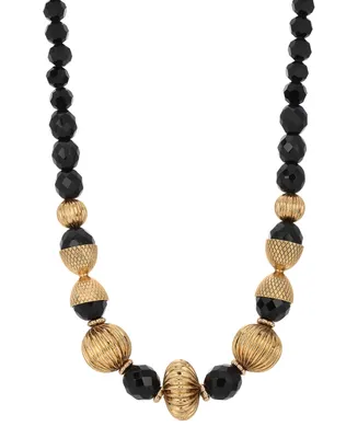 2028 Black Acrylic Beads Adjustable Necklace