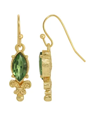 2028 Green Navette Drop Earrings