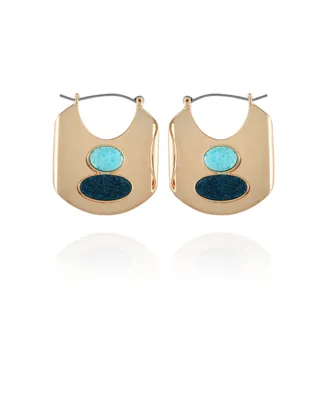 Vince Camuto 14K Gold-Plated and Blue Oval Hoop Earring - K Gold