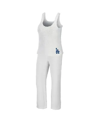 Women's Wear by Erin Andrews Cream Los Angeles Dodgers Plus Cozy Tank Top and Pants Set