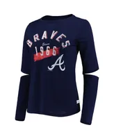 Women's Touch Navy Atlanta Braves Formation Long Sleeve T-shirt