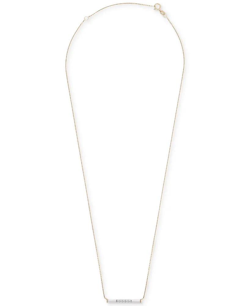 Wrapped Diamond White Enamel Pendant Necklace (1/6 ct. t.w.) in 10k Yellow Gold (Also Available in Black Enamel)