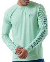 Guy Harvey Men's Long-Sleeve Crewneck Upf Performance Graphic T-Shirt