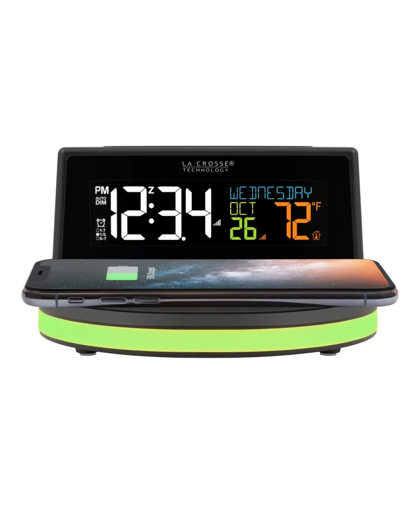 La Crosse Technology 617-84947-Int Wireless 5W Charging Alarm Clock with Glowing Base And Outdoor Sensor