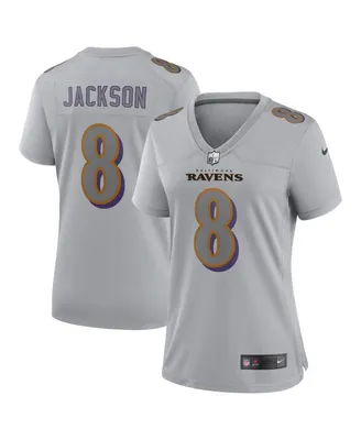 Women's Nike Lamar Jackson Gray Baltimore Ravens Atmosphere Fashion Game Jersey