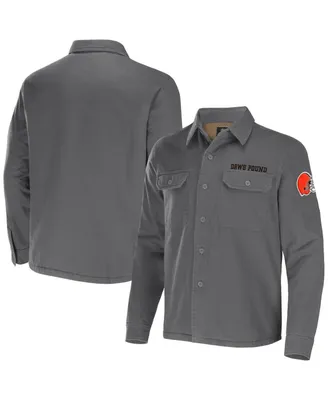 Men's Nfl x Darius Rucker Collection by Fanatics Gray Cleveland Browns Canvas Button-Up Shirt Jacket