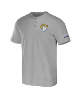 Men's Nfl x Darius Rucker Collection by Fanatics Heather Gray Los Angeles Rams Henley T-shirt