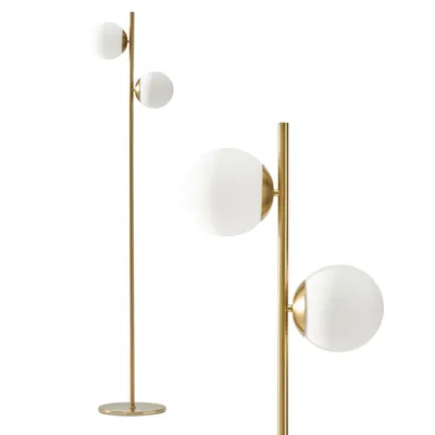 Brightech Sphere Led Modern Tree Floor Lamp with 2 Frosted Glass Globes - Antique