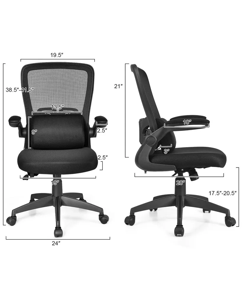 Mesh Office Chair Adjustable Height&Lumbar Support Flip up