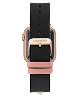 Steve Madden Women's Black Faux Leather Stud Accented Band designed for Apple Watch 42mm (Series 10) & 38/40/41mm - Black, Pink, Rose Gold