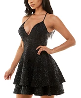 Emerald Sundae Juniors' Lace-Back Fit & Flare Dress