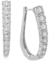 Wrapped in Love Diamond Graduated Oval Hoop Earrings (1 ct. t.w.) in Sterling Silver, Created for Macy's