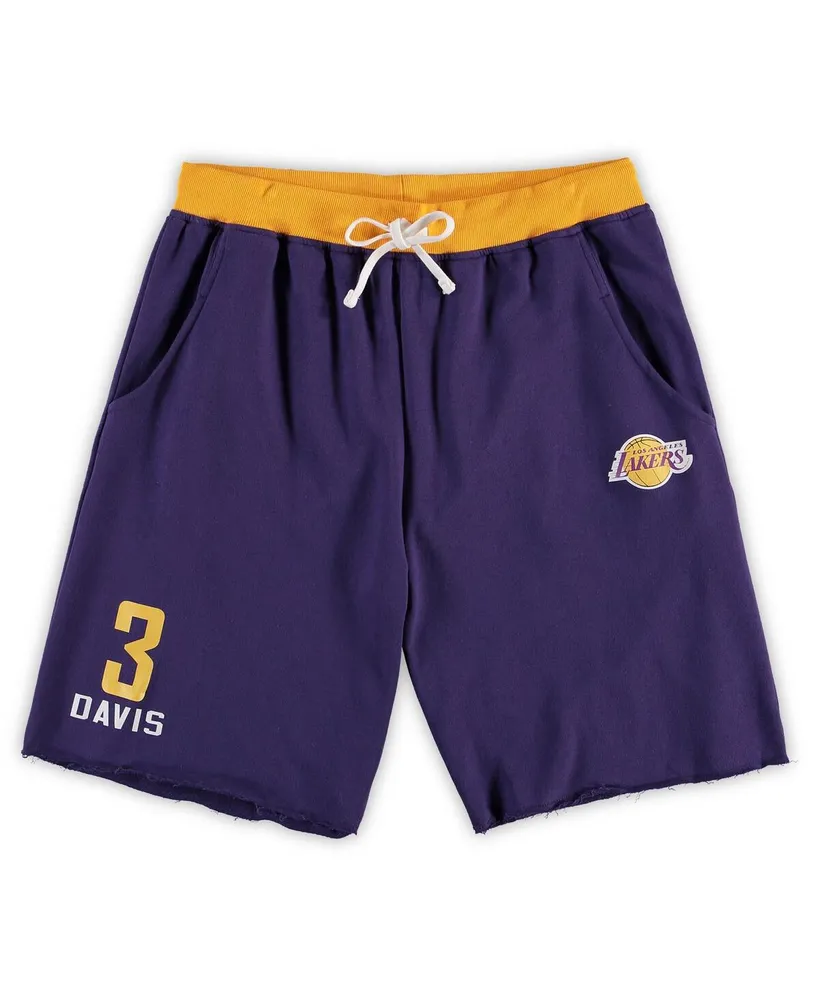 Men's Majestic Anthony Davis Purple Los Angeles Lakers Big and Tall French Terry Name and Number Shorts