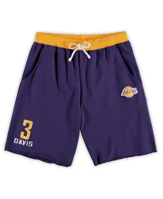 Men's Majestic Anthony Davis Purple Los Angeles Lakers Big and Tall French Terry Name Number Shorts