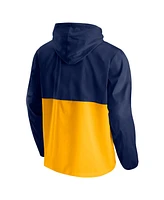 Men's Fanatics Navy and Gold Denver Nuggets Anorak Block Party Windbreaker Half-Zip Hoodie Jacket