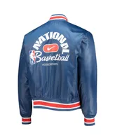 Men's Nike Blue Nba 75th Anniversary Courtside Satin Full-Snap Jacket