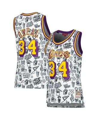 Women's Mitchell & Ness Shaquille O'Neal White Los Angeles Lakers 1996 Doodle Swingman Jersey