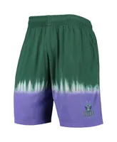 Men's Mitchell & Ness Green and Purple Milwaukee Bucks Hardwood Classic Authentic Shorts