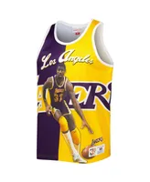 Men's Mitchell & Ness Magic Johnson Purple and Gold Los Angeles Lakers Sublimated Player Tank Top