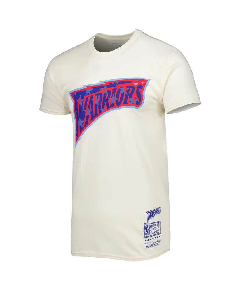 Men's Mitchell & Ness Cream Golden State Warriors Hardwood Classics Americana Freedom T-shirt