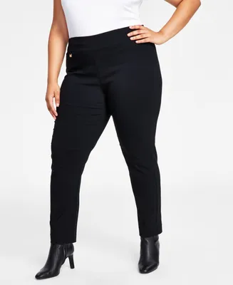 Alfani Plus Size Printed Tummy-Control Pants, Created for Macy's