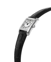 Frederique Constant Women's Swiss Classic Carree Diamond (1/20 ct. t.w.) Black Leather Strap Watch 23mm