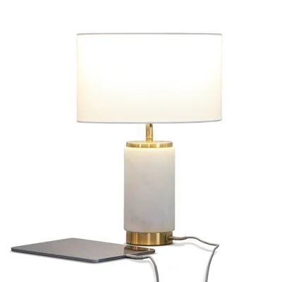 Brightech Arden Led Modern Marble Table Desk and Nightstand Lamp with Usb Port
