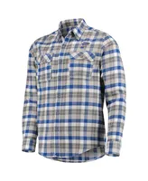 Men's Antigua Blue, Gray St. Louis Blues Ease Plaid Button-Up Long Sleeve Shirt