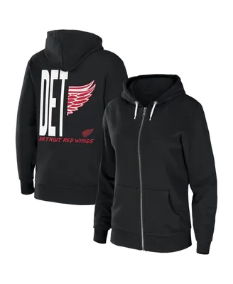 Women's Wear by Erin Andrews Black Detroit Red Wings Sponge Fleece Full-Zip Hoodie