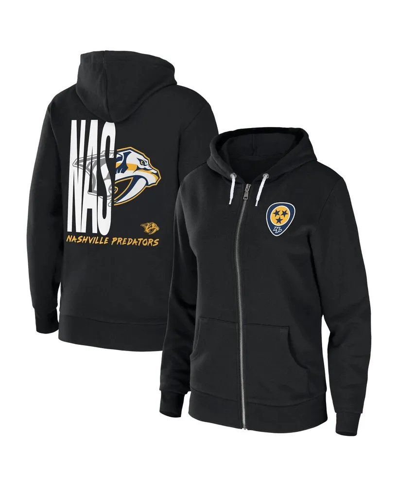 Women's Wear by Erin Andrews Black Nashville Predators Sponge Fleece Full-Zip Hoodie