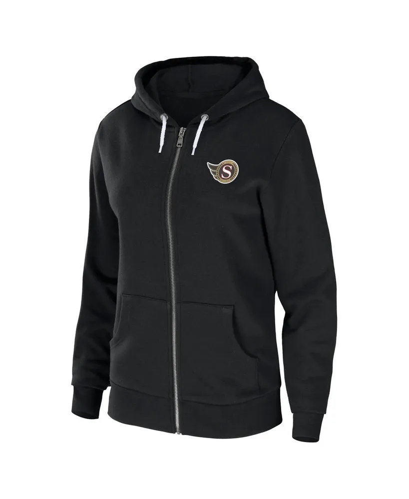 Women's Wear by Erin Andrews Black Ottawa Senators Sponge Fleece Full-Zip Hoodie