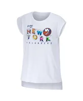 Women's Wear by Erin Andrews White New York Islanders Greetings From Muscle T-shirt