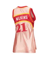 Women's Mitchell & Ness Dominique Wilkins Pink Atlanta Hawks 75th Anniversary Rose Gold 1986 Swingman Jersey