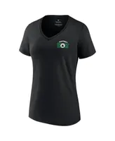 Women's Fanatics Black Boston Celtics 2022 Eastern Conference Champions Balanced Attack Roster V-Neck T-shirt