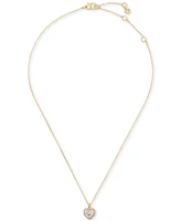 Kate Spade New York Cubic Zirconia Heart Halo Pendant Necklace, 16" + 3" extender