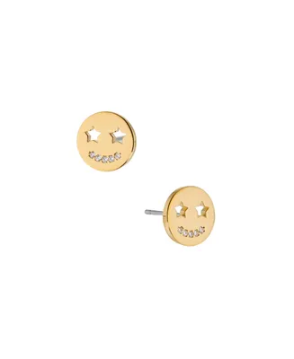 Ava Nadri Smiley Face Stud Earring in 18K Gold Plated Brass
